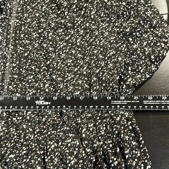 🍀2/$22 NWT Maxi Flawless Boutique Black Ditsy Flutter Sleeve Dress Womens Large - Picture 8 of 9